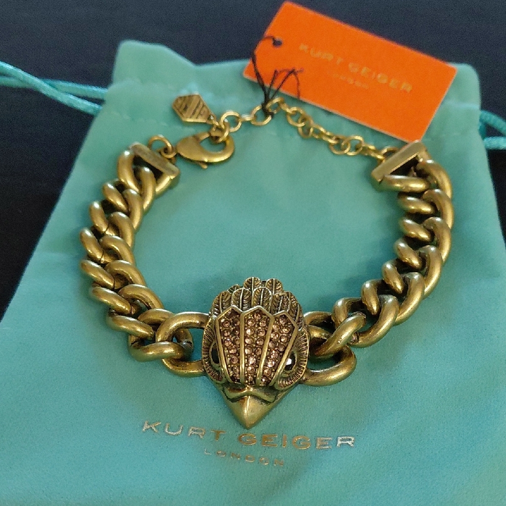 KURT GEIGER LONDON Gold-Tone Chain Bracelet with Eagle Embellished Charm